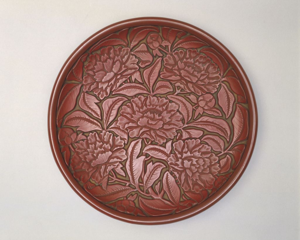 图片[1]-Red peony pattern disk-China Archive